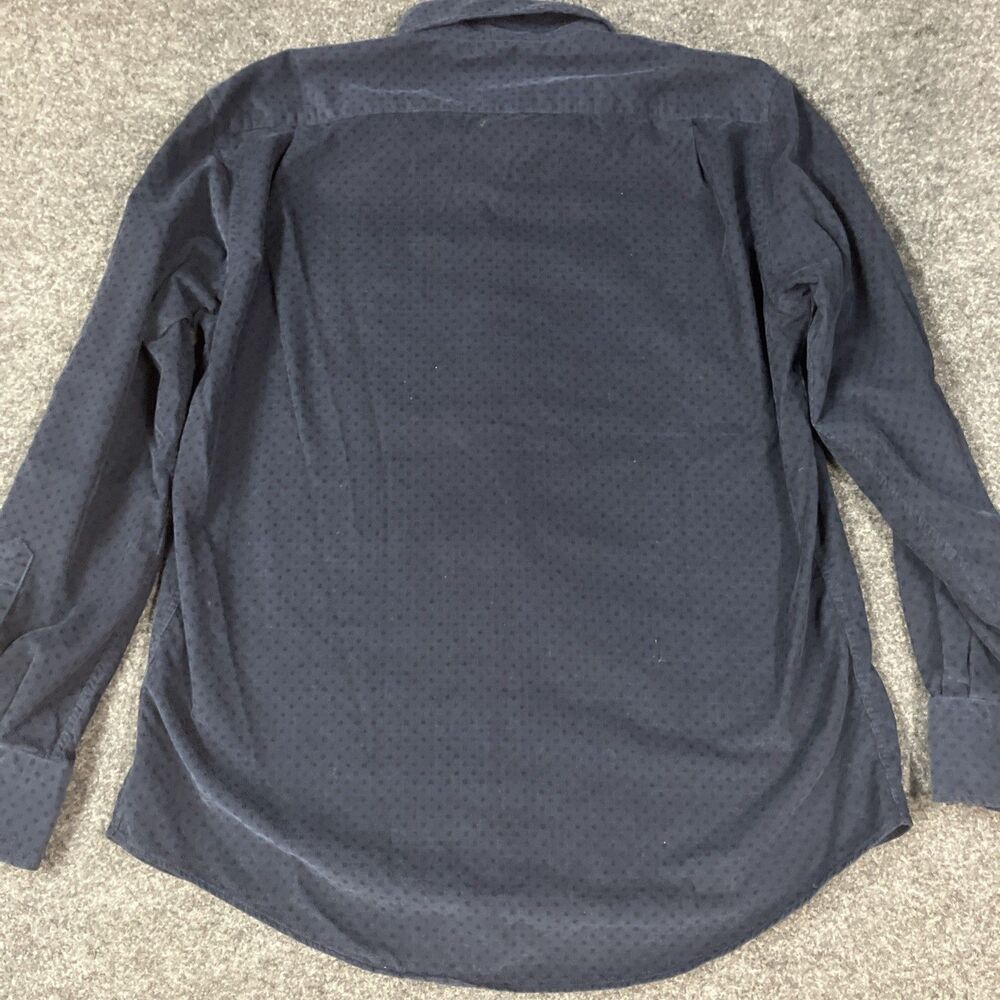 Ledbury Mens Classic Fit Cotton Blue Dot Long Sleeve Shirt M 15.5